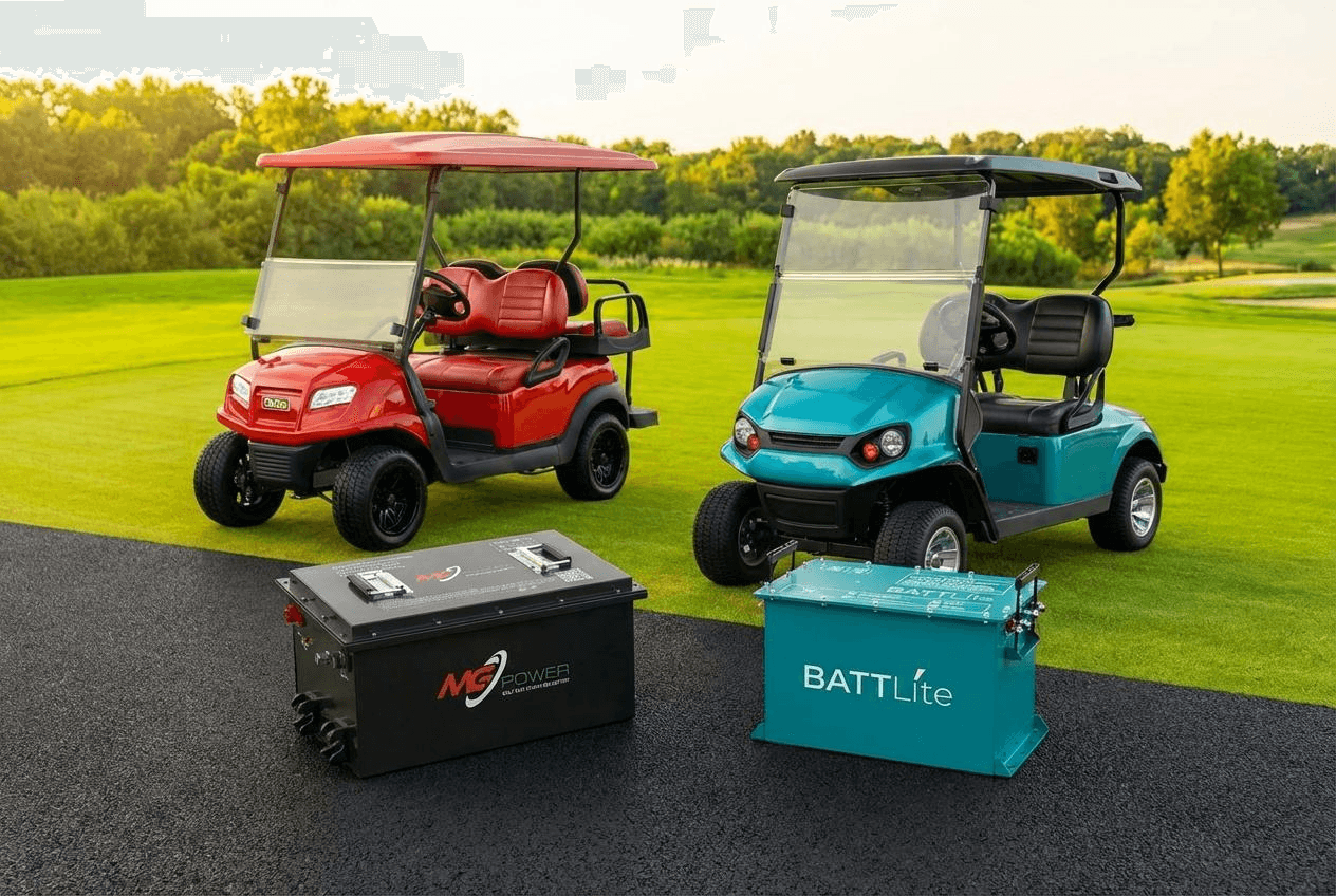 Comparativa de baterías MG Power E105 y Battlite para carritos de golf